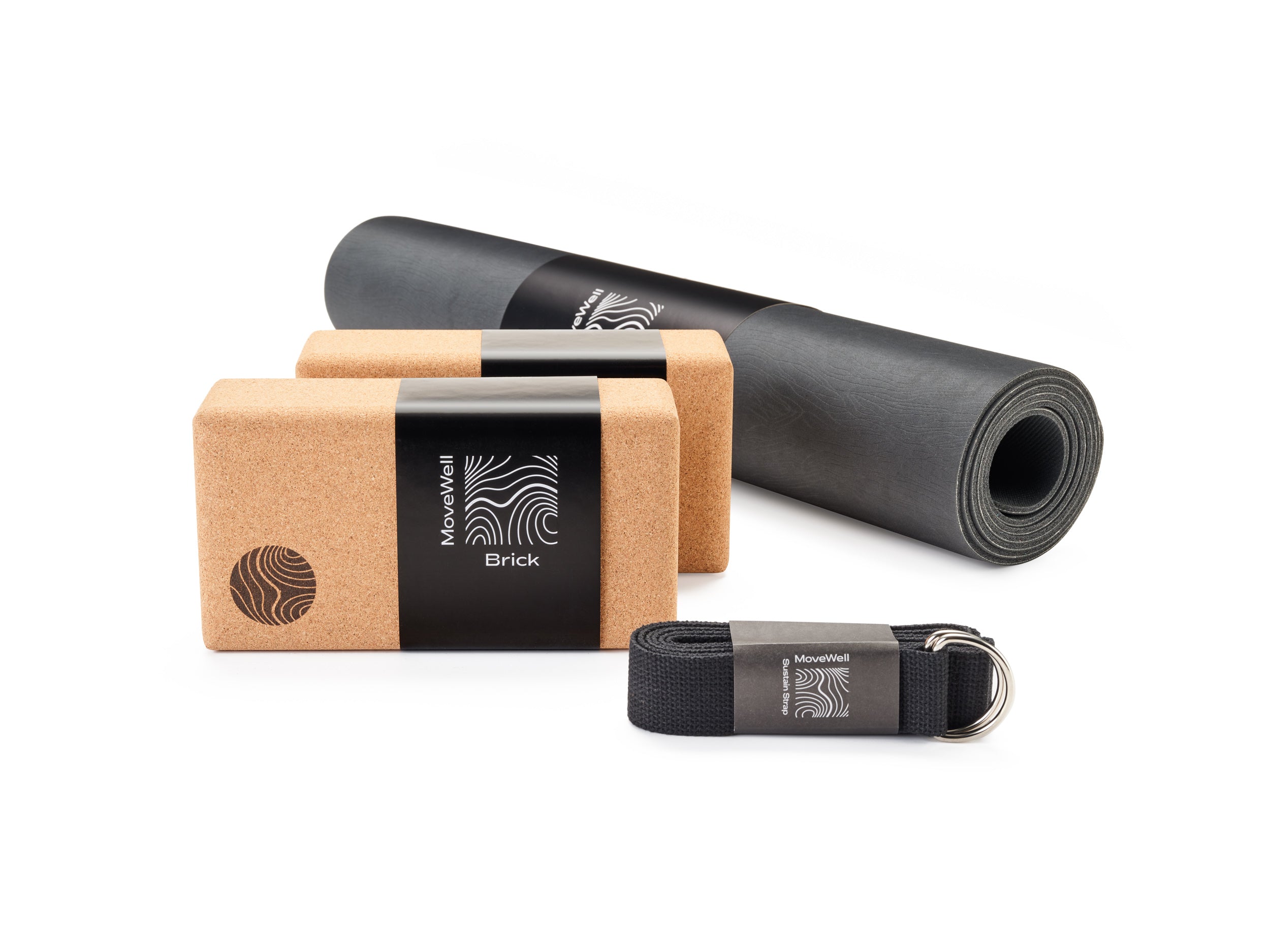 Yoga Essentials Bundle - Movement Mat, 2x Bricks, Sustain Strap