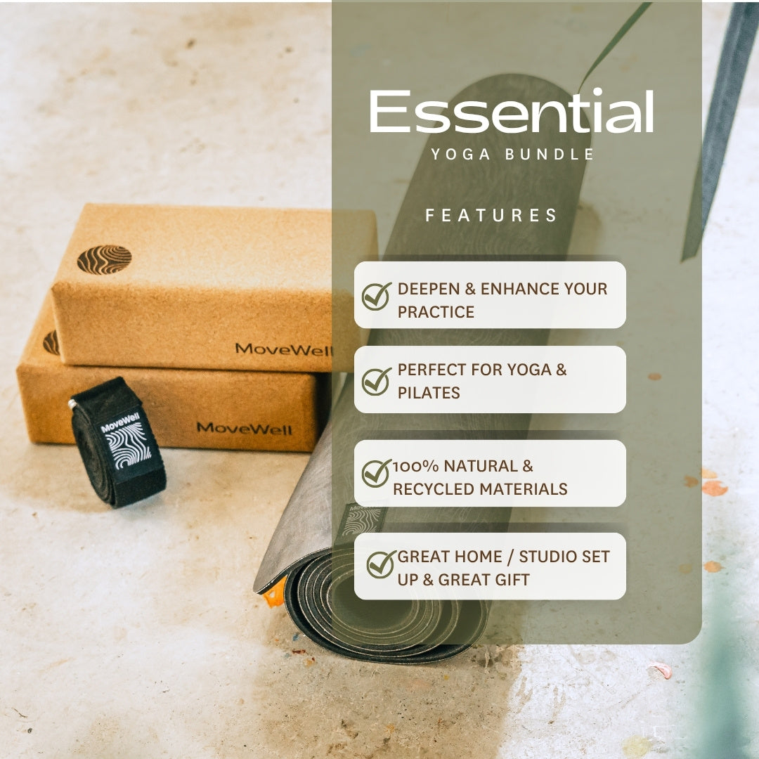 Yoga Essentials Bundle - Movement Mat, 2x Bricks, Sustain Strap
